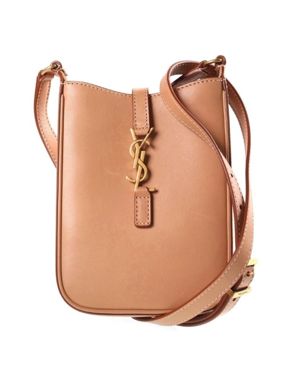 Saint Laurent Paris le 5 a 7 Cassandra Leather Shoulder Bag Beige